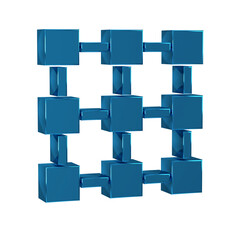 Sticker - Blue Blockchain technology icon isolated on transparent background. Cryptocurrency data. Abstract geometric block chain network technology business.