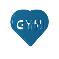 Sticker - Blue Fitness gym heart icon isolated on transparent background. I love fitness.