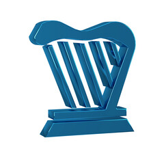 Sticker - Blue Harp icon isolated on transparent background. Classical music instrument, orhestra string acoustic element.