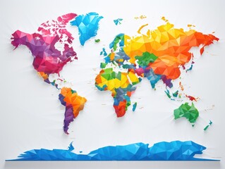 Geographical colorful world map showing the locations of countries and regions in the world