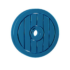 Poster - Blue Round wooden shield icon isolated on transparent background. Security, safety, protection, privacy, guard concept.