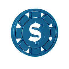 Canvas Print - Blue Casino chip with dollar symbol icon isolated on transparent background. Casino gambling.