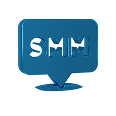 Poster - Blue SMM icon isolated on transparent background. Social media marketing, analysis, advertising strategy development.