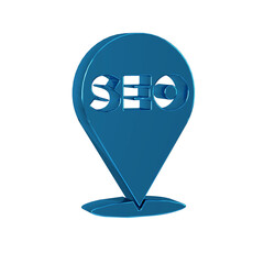 Poster - Blue SEO optimization icon isolated on transparent background.
