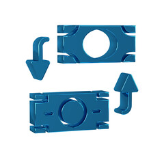 Poster - Blue Money exchange icon isolated on transparent background. Cash transfer symbol. Banking currency sign.