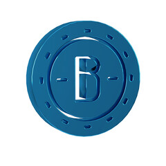 Poster - Blue Cryptocurrency coin Bitcoin icon isolated on transparent background. Physical bit coin. Blockchain based secure crypto currency.