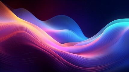 Poster - smooth light curves abstract neon wave background