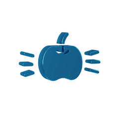 Wall Mural - Blue Apple icon isolated on transparent background. Fruit with leaf symbol.