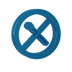 Sticker - Blue No fire match icon isolated on transparent background. No open flame. Burning match crossed in circle.