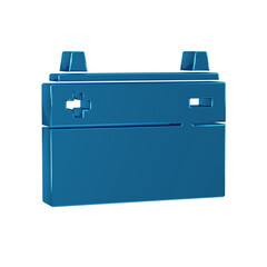 Poster - Blue Car battery icon isolated on transparent background. Accumulator battery energy power and electricity accumulator battery.