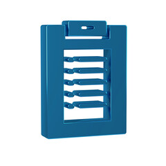 Wall Mural - Blue Medical clipboard with clinical record icon isolated on transparent background. Health insurance form. Prescription, medical check marks report.