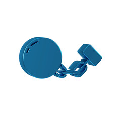 Sticker - Blue Ball on chain icon isolated on transparent background.