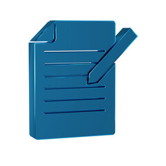 Wall Mural - Blue Document and pen icon isolated on transparent background. File icon. Checklist icon. Business concept.