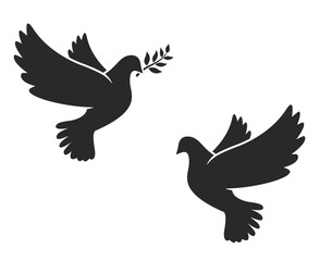 simple beautiful peace dove silhouette set