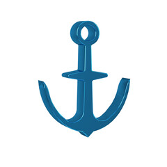 Poster - Blue Anchor icon isolated on transparent background.