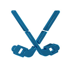 Poster - Blue Ice hockey sticks icon isolated on transparent background.