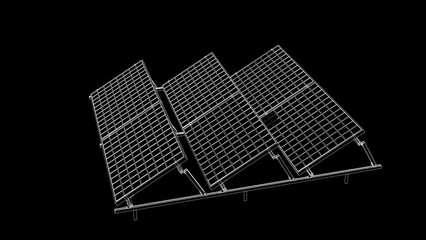 Poster - Animated drawing of solar panels rotating around its axis