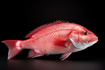 Wall Mural - a red fish with a black background