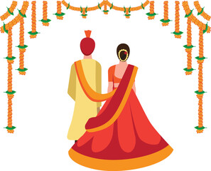 Canvas Print - indian bride and groom vector