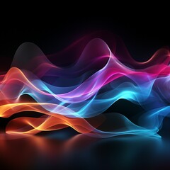 Poster - Abstract Black Background with Colorful Wave Motion Illustration