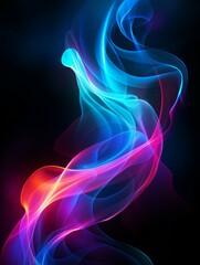 Poster - Abstract Black Background with Colorful Wave Motion Illustration