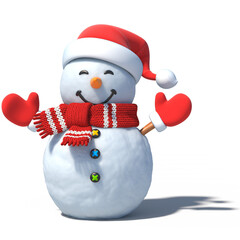Poster - Snowman isolated on white background. Greeting card design element 3d rendering