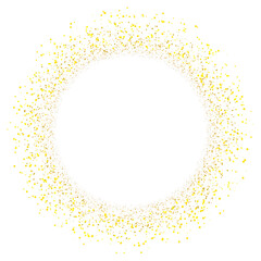 Poster - Shiny circle with gold confetti isolated on transparent background. Abstract luxury backdrop golden sparkles shape decoration for Christmas or New year's eve celebration. Vector illustration 