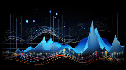 Aufkleber - Abstract business graph in mountain style. Data connection concept element for business.