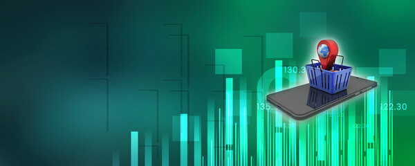 Fototapete - 3d illustration mobile GPS navigation concept


