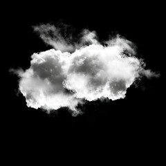 Single cloud isolated over black background, 3D illustration