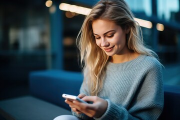 woman texting on mobile phone