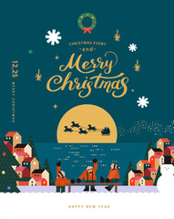 Wall Mural - Christmas illustration. Web-Baner. POP-UP
