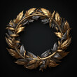 an old gold wreath on a black background