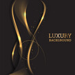 Dark vector background with luxury golden elements and curves.

