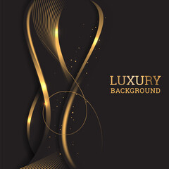 Poster - Dark vector background with luxury golden elements and curves.

