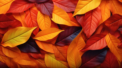 Wall Mural - Yellow and Orange Colorful Autumn Fall Leaves Background