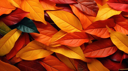 Wall Mural - Yellow and Orange Colorful Autumn Fall Leaves Background