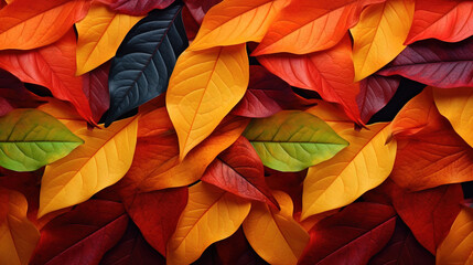 Wall Mural - Yellow and Orange Colorful Autumn Fall Leaves Background