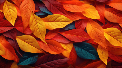 Wall Mural - Yellow and Orange Colorful Autumn Fall Leaves Background