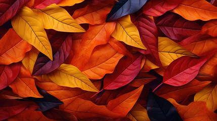 Wall Mural - Yellow and Orange Colorful Autumn Fall Leaves Background