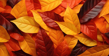 Wall Mural - Yellow and Orange Colorful Autumn Fall Leaves Background
