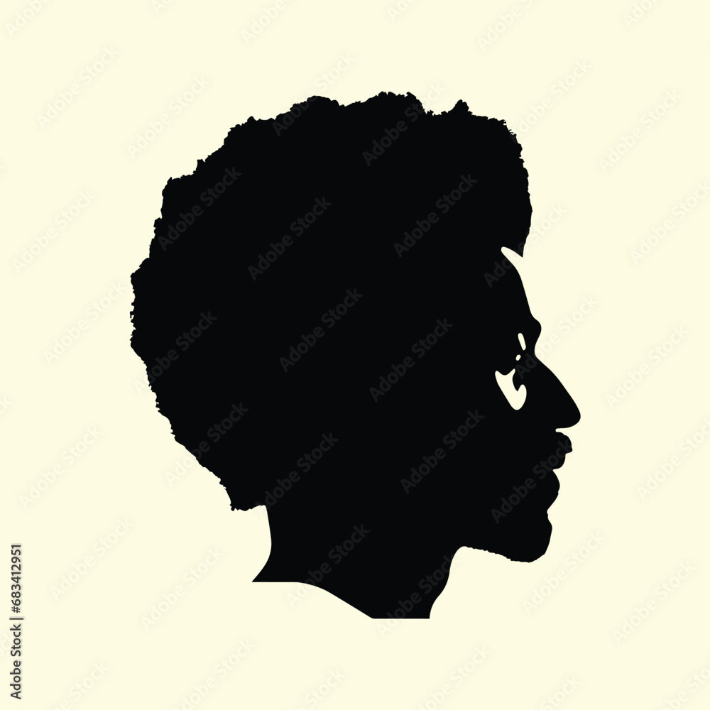 Silhouette of African American, man with afro hairstyles, men profile, side  view, vector illustration Stock Vector | Adobe Stock, image size:1000x1000
