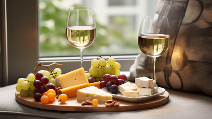 Sticker - wine and cheese HD 8K wallpaper Stock Photographic Image 