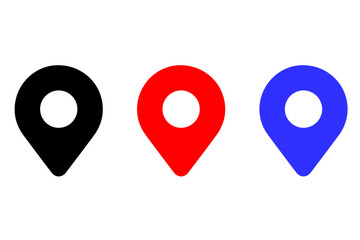 location pin icon symbol sign. Set of map pin location icons. Modern map markers. GPS location symbol collection. Vector illustration. transparent and white background