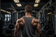 Shirtless sportsman bodybuilder showing muscle back. Generative AI