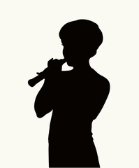 Wall Mural - Vector drawing. Boy playing flute