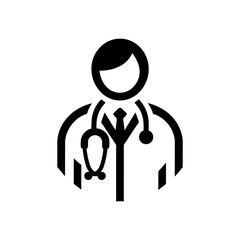 Wall Mural - male doctor with a stethoscope. black medical icon on a white background. vector illustration