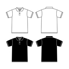 Wall Mural - Men's polo collar T Shirt flat sketch fashion illustration drawing template mock up with front and back view.