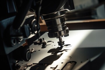 Aufkleber - A detailed close-up of a machine in action. 