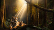 Sumatran Tiger and Cub in the Jungle